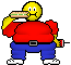 dicker Smiley isst Hamburger